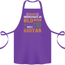 Guitar Never Underestimate Old Man Cotton Apron 100% Organic Purple