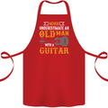 Guitar Never Underestimate Old Man Cotton Apron 100% Organic Red