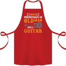 Guitar Never Underestimate Old Man Cotton Apron 100% Organic Red