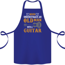 Guitar Never Underestimate Old Man Cotton Apron 100% Organic Royal Blue