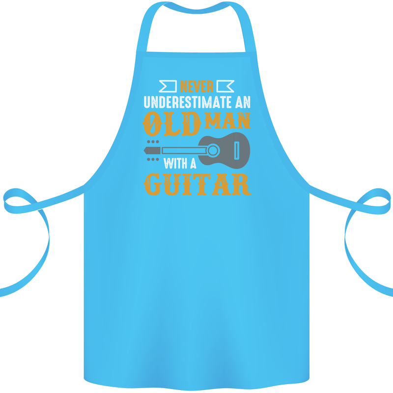 Guitar Never Underestimate Old Man Cotton Apron 100% Organic Turquoise
