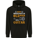 Guitar Never Underestimate Old Man Mens 80% Cotton Hoodie Black