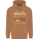 Guitar Never Underestimate Old Man Mens 80% Cotton Hoodie Caramel Latte