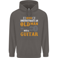 Guitar Never Underestimate Old Man Mens 80% Cotton Hoodie Charcoal