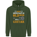 Guitar Never Underestimate Old Man Mens 80% Cotton Hoodie Forest Green