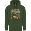 Guitar Never Underestimate Old Man Mens 80% Cotton Hoodie Forest Green
