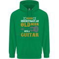 Guitar Never Underestimate Old Man Mens 80% Cotton Hoodie Irish Green