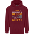 Guitar Never Underestimate Old Man Mens 80% Cotton Hoodie Maroon