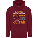 Guitar Never Underestimate Old Man Mens 80% Cotton Hoodie Maroon