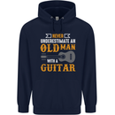 Guitar Never Underestimate Old Man Mens 80% Cotton Hoodie Navy Blue