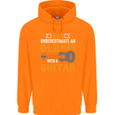 Guitar Never Underestimate Old Man Mens 80% Cotton Hoodie Orange
