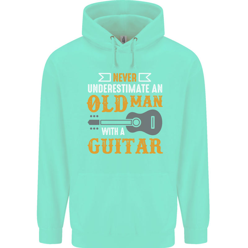 Guitar Never Underestimate Old Man Mens 80% Cotton Hoodie Peppermint