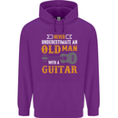 Guitar Never Underestimate Old Man Mens 80% Cotton Hoodie Purple