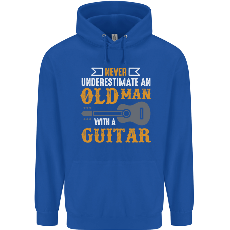 Guitar Never Underestimate Old Man Mens 80% Cotton Hoodie Royal Blue