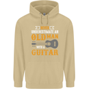 Guitar Never Underestimate Old Man Mens 80% Cotton Hoodie Sand