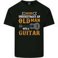 Guitar Never Underestimate Old Man Mens Cotton T-Shirt Tee Top Black