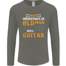Guitar Never Underestimate Old Man Mens Long Sleeve T-Shirt Charcoal