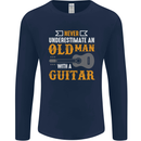 Guitar Never Underestimate Old Man Mens Long Sleeve T-Shirt Navy Blue