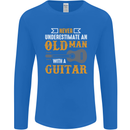 Guitar Never Underestimate Old Man Mens Long Sleeve T-Shirt Royal Blue