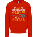 Guitar Never Underestimate Old Man Mens Sweatshirt Jumper Bright Red