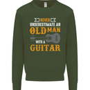 Guitar Never Underestimate Old Man Mens Sweatshirt Jumper Forest Green