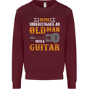 Guitar Never Underestimate Old Man Mens Sweatshirt Jumper Maroon