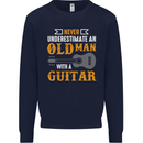 Guitar Never Underestimate Old Man Mens Sweatshirt Jumper Navy Blue