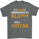 Guitar Never Underestimate Old Man Mens T-Shirt Cotton Gildan Charcoal