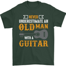 Guitar Never Underestimate Old Man Mens T-Shirt Cotton Gildan Forest Green