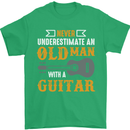 Guitar Never Underestimate Old Man Mens T-Shirt Cotton Gildan Irish Green