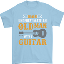 Guitar Never Underestimate Old Man Mens T-Shirt Cotton Gildan Light Blue