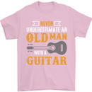 Guitar Never Underestimate Old Man Mens T-Shirt Cotton Gildan Light Pink