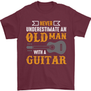 Guitar Never Underestimate Old Man Mens T-Shirt Cotton Gildan Maroon