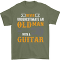 Guitar Never Underestimate Old Man Mens T-Shirt Cotton Gildan Military Green