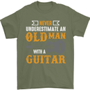 Guitar Never Underestimate Old Man Mens T-Shirt Cotton Gildan Military Green