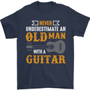 Guitar Never Underestimate Old Man Mens T-Shirt Cotton Gildan Navy Blue