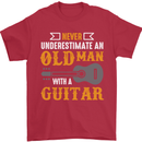 Guitar Never Underestimate Old Man Mens T-Shirt Cotton Gildan Red