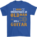 Guitar Never Underestimate Old Man Mens T-Shirt Cotton Gildan Royal Blue