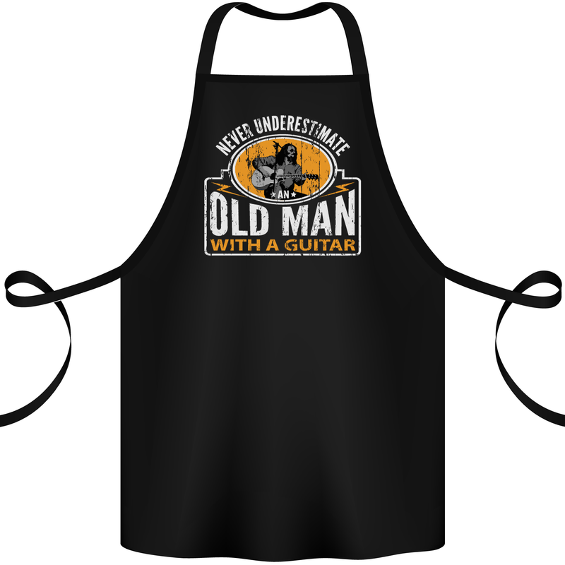 Guitar Never Underestimate an Old Man Cotton Apron 100% Organic Black