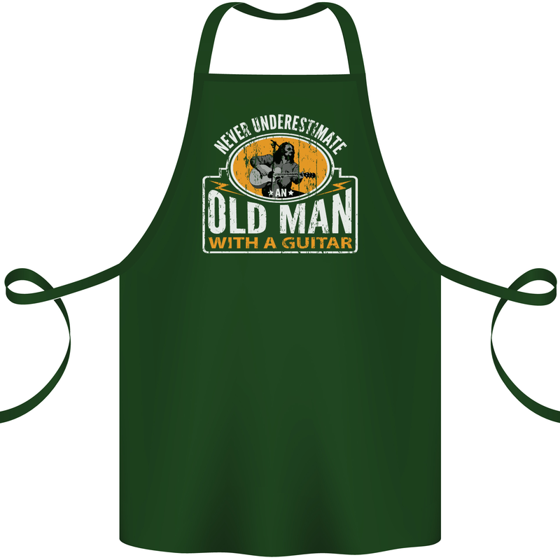 Guitar Never Underestimate an Old Man Cotton Apron 100% Organic Forest Green