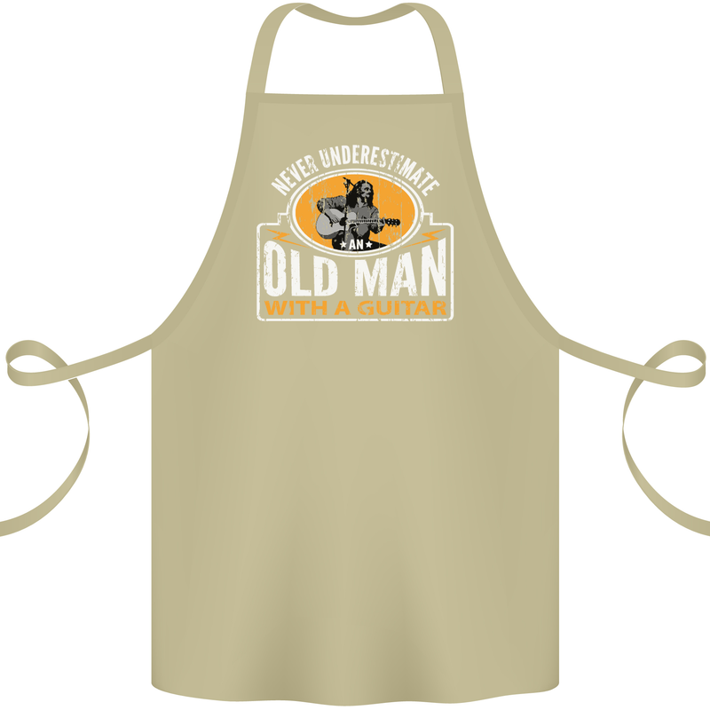 Guitar Never Underestimate an Old Man Cotton Apron 100% Organic Khaki