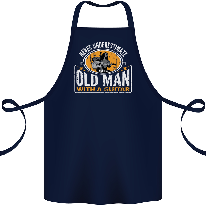 Guitar Never Underestimate an Old Man Cotton Apron 100% Organic Navy Blue
