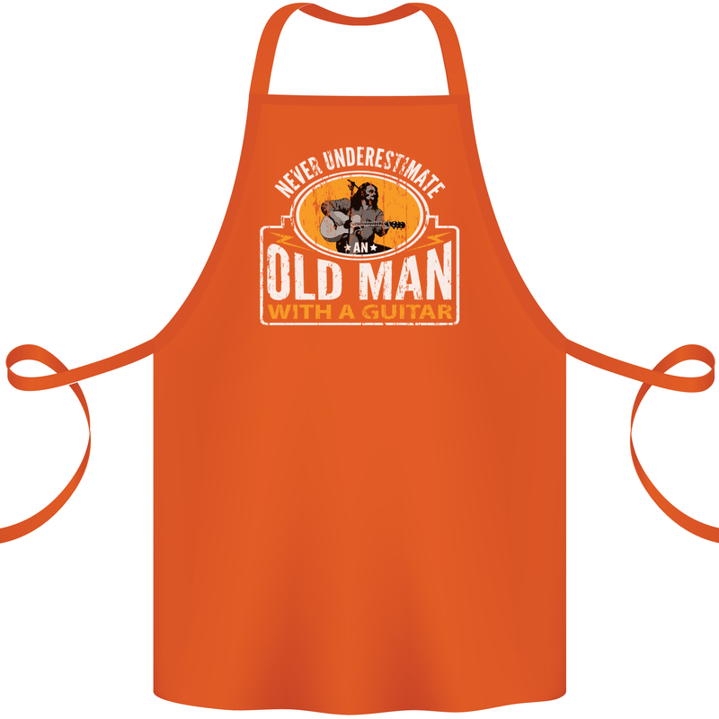 Guitar Never Underestimate an Old Man Cotton Apron 100% Organic Orange