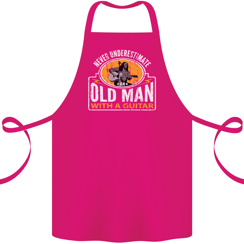 Guitar Never Underestimate an Old Man Cotton Apron 100% Organic Pink