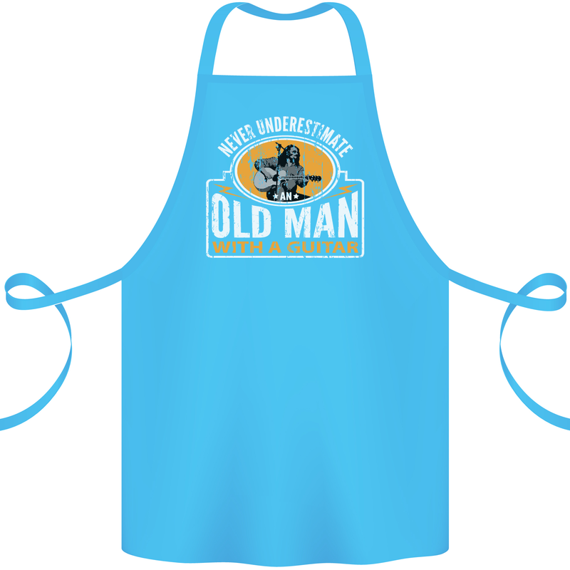 Guitar Never Underestimate an Old Man Cotton Apron 100% Organic Turquoise