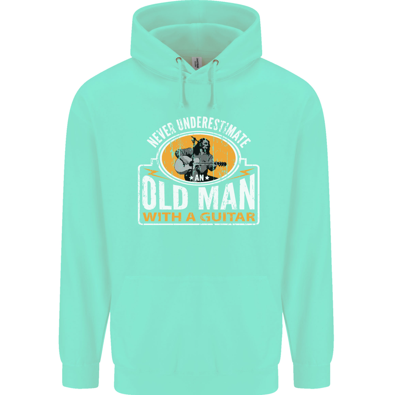 Guitar Never Underestimate an Old Man Mens 80% Cotton Hoodie Peppermint