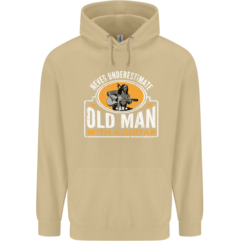 Guitar Never Underestimate an Old Man Mens 80% Cotton Hoodie Sand