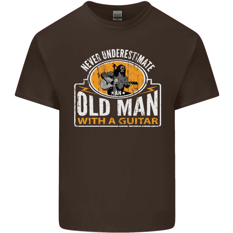 Guitar Never Underestimate an Old Man Mens Cotton T-Shirt Tee Top Dark Chocolate