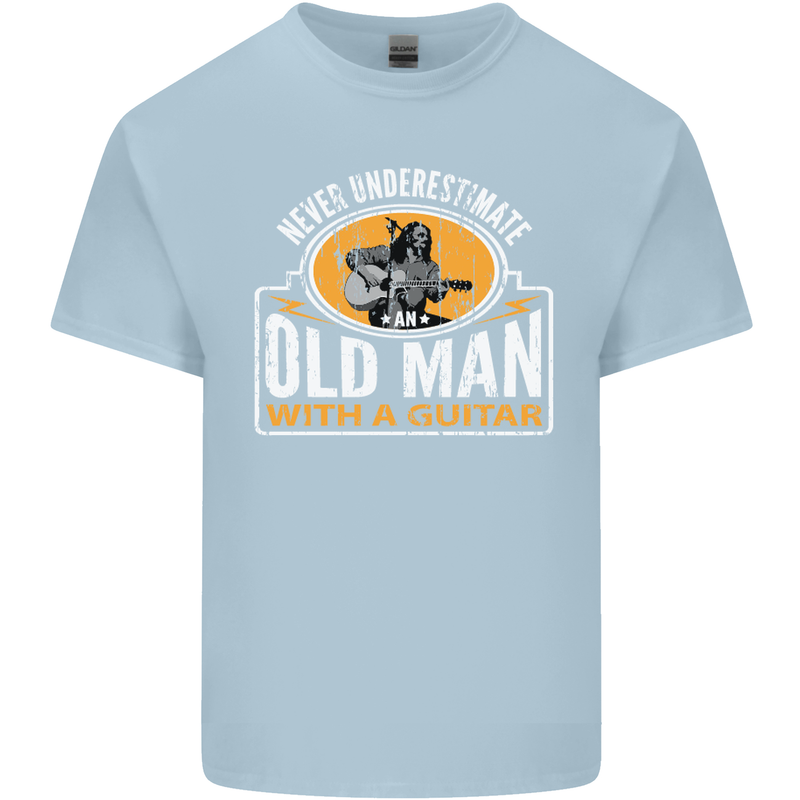 Guitar Never Underestimate an Old Man Mens Cotton T-Shirt Tee Top Light Blue