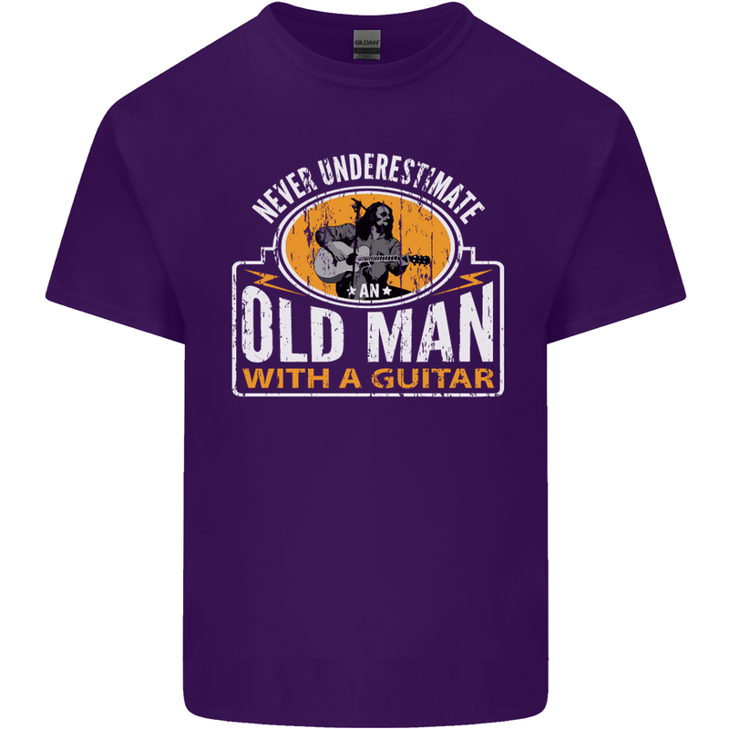 Guitar Never Underestimate an Old Man Mens Cotton T-Shirt Tee Top Purple